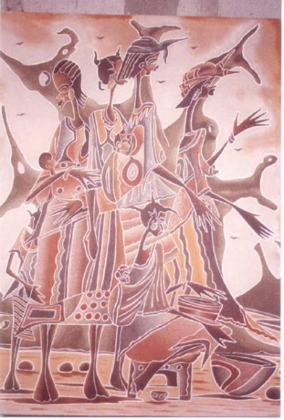 Femmes rentrant du ma&rch&eacute;